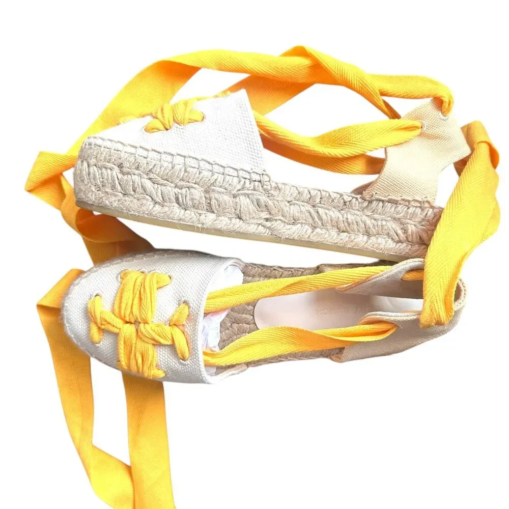 TORY BURCH Canvas Ankle Tie Espadrille Sandal NWOB Sz 6.5‎